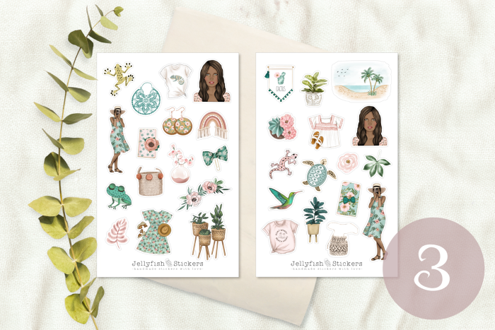 Mädchen Sommer Sticker Set