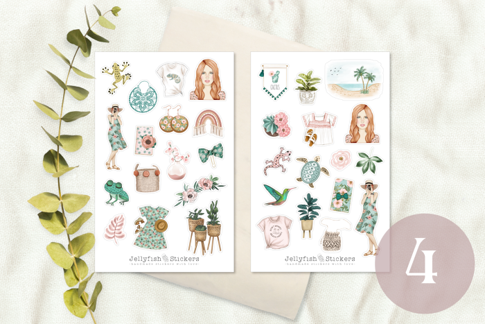 Mädchen Sommer Sticker Set