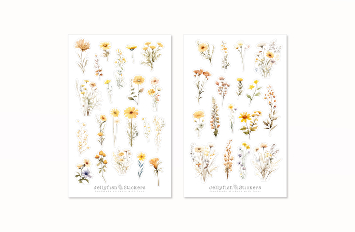 Wildblumen gelb Sticker Set