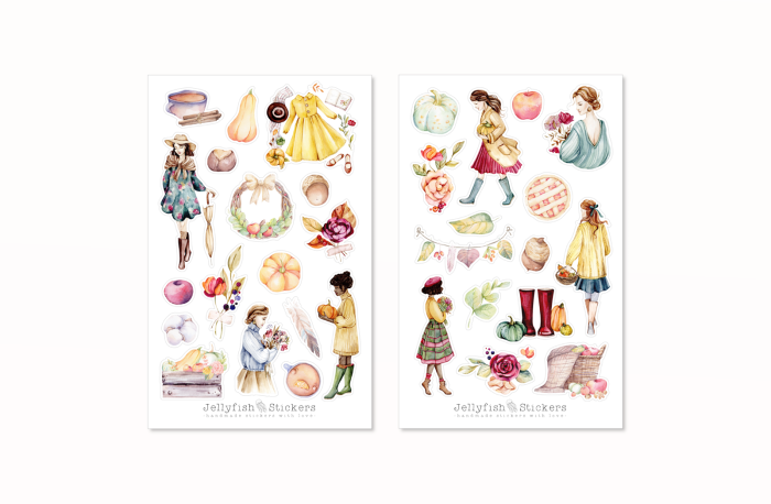 Mädchen Herbst Sticker Set