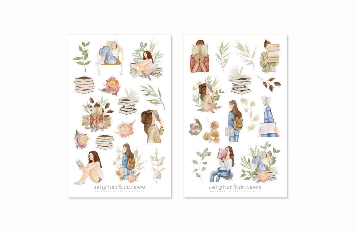 Mädchen Bücher Sticker Set