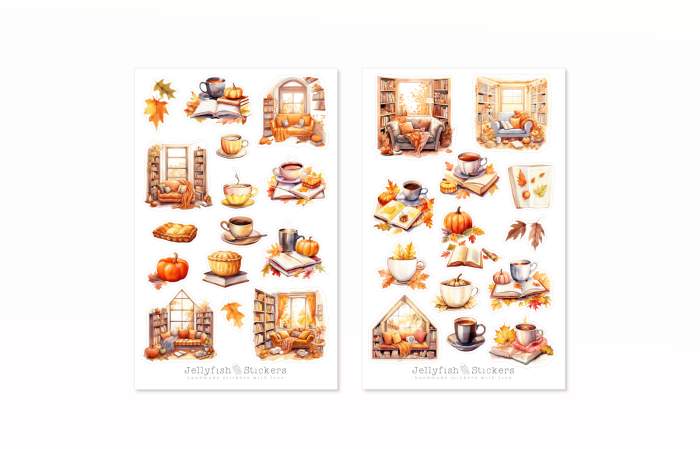 Bücher Herbst Sticker Set