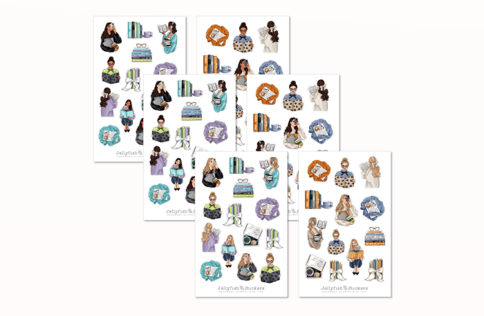 Mädchen Bücher Sticker Set