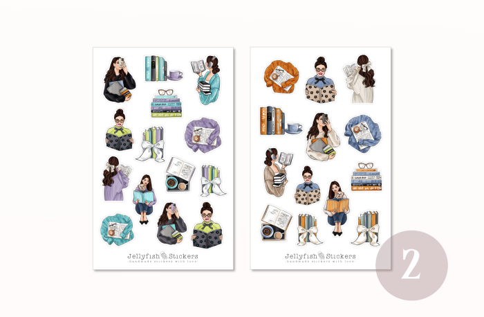 Mädchen Bücher Sticker Set