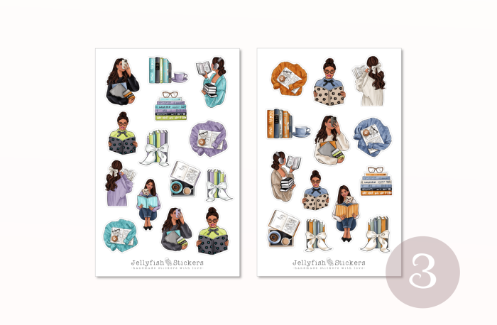 Mädchen Bücher Sticker Set
