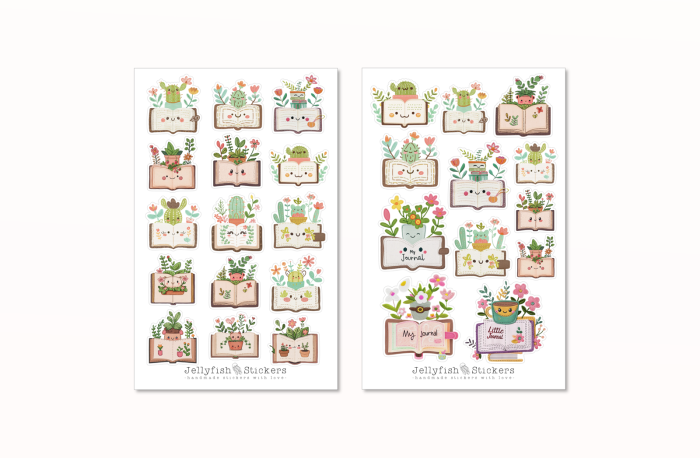 Niedliche Bücher Sticker Set