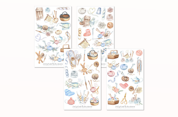 Knitting and Crochet Sticker Set