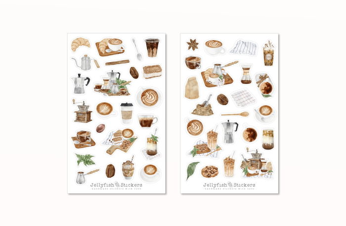 Kaffee Sticker Set