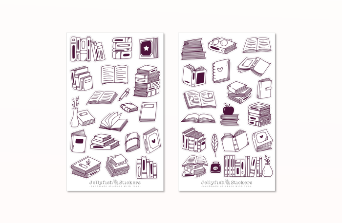 Books Doodle Sticker Set