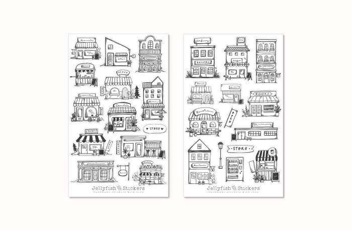 Gebäude Sticker Set