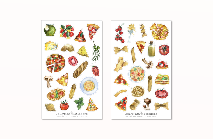 Pizza und Pasta Sticker Set