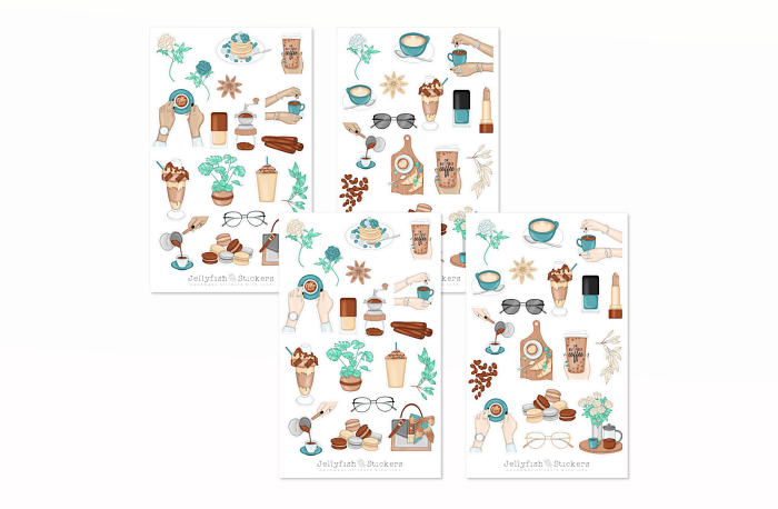 Kaffee Sticker Set