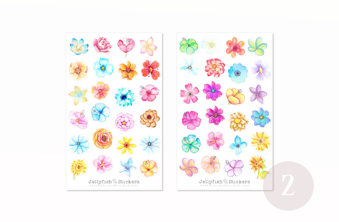Bunte Blumen Sticker Set