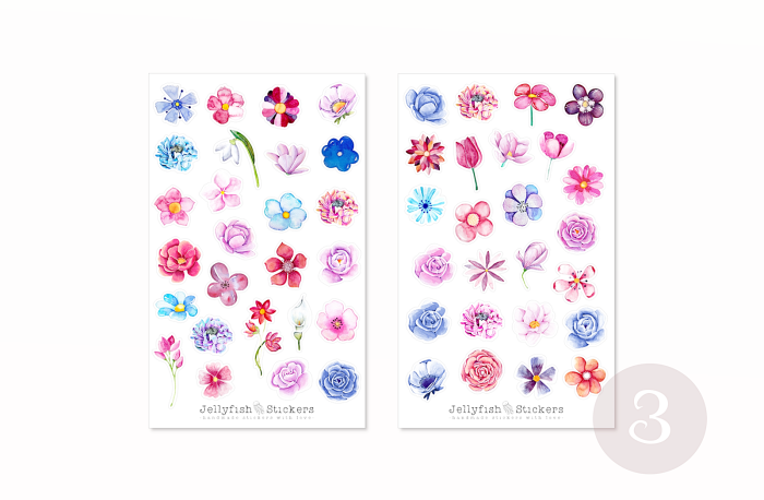 Bunte Blumen Sticker Set