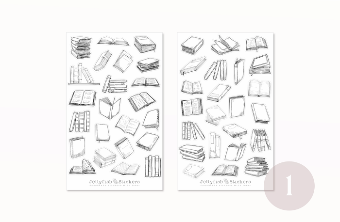 Bücher Sticker Set