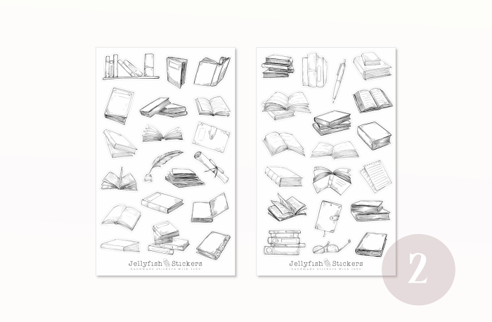 Bücher Sticker Set
