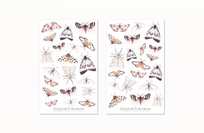 Schmetterlinge und Motten Sticker Set