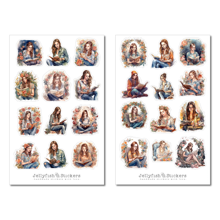 Mädchen Bücher Sticker Set