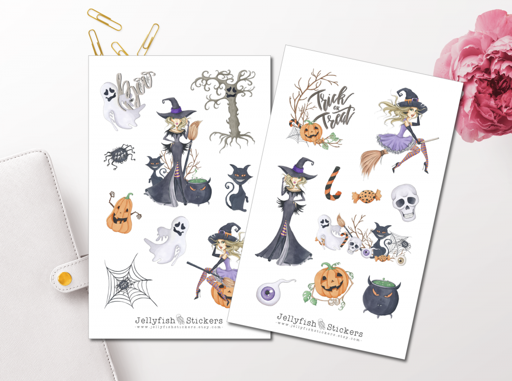 Halloween Hexe Sticker Set