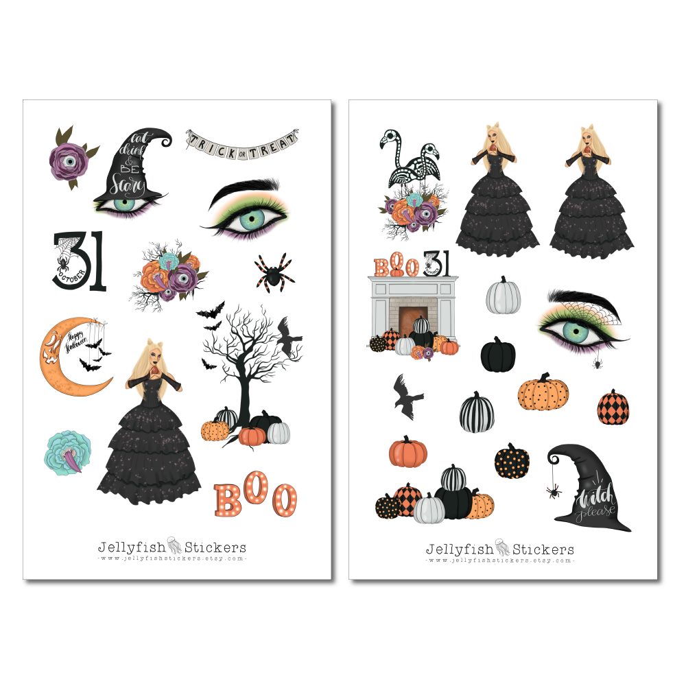 Girls Witch Sticker Set