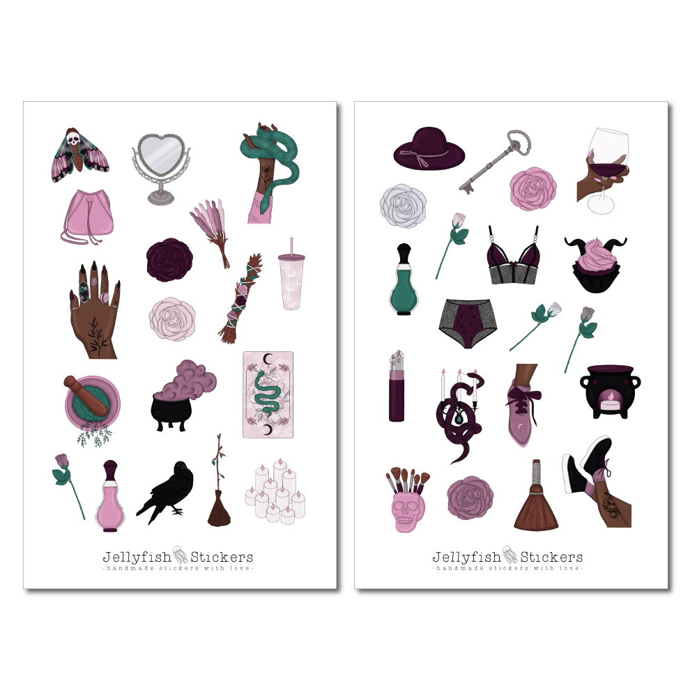 Girl Witch Sticker Set