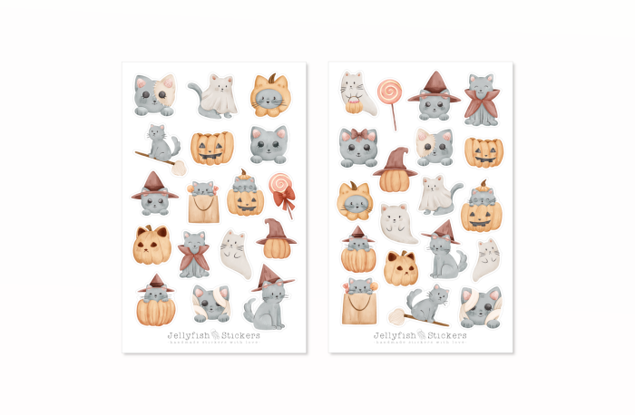Halloween Katze Sticker Set