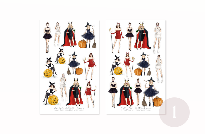 Mädchen Halloween Sticker Set