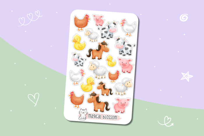 Tiere Bauernhof Stickerbogen