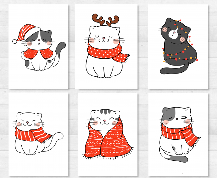 Postkarten Katzen Weihnachten - DIN A6