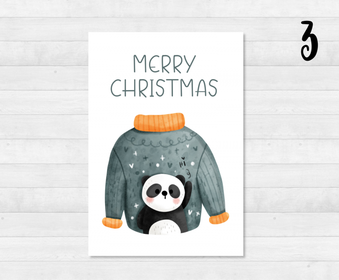 Ugly Christmas Sweater Animals Postcards Set - DIN A6
