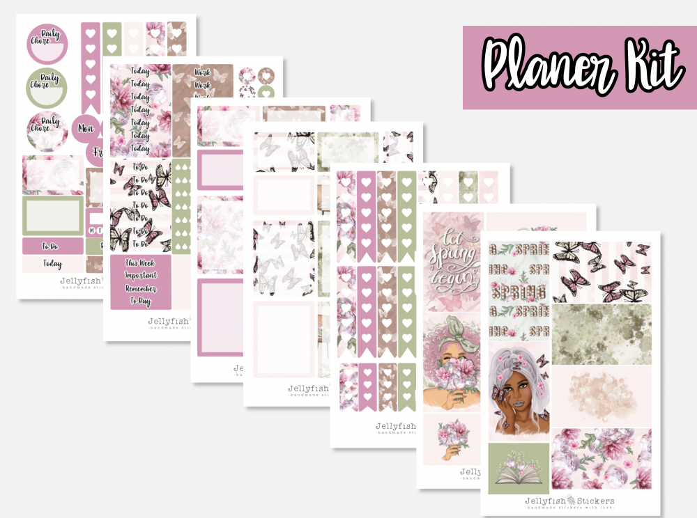 Jellyfish Stickers - Girls Spring Planner Kit Sticker Set