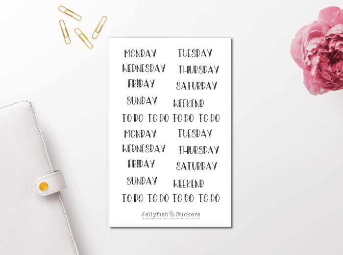 Script Sticker Days of the Week