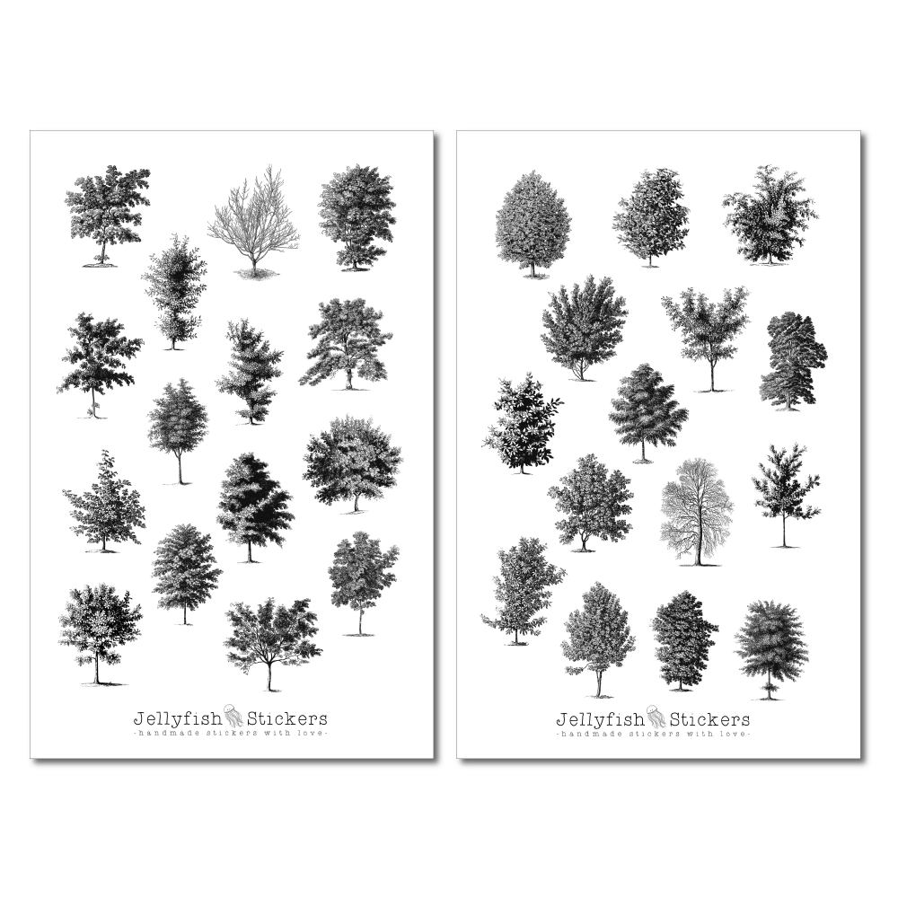 Vintage Trees Sticker Set