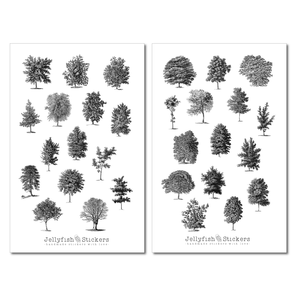 Vintage Trees Sticker Set