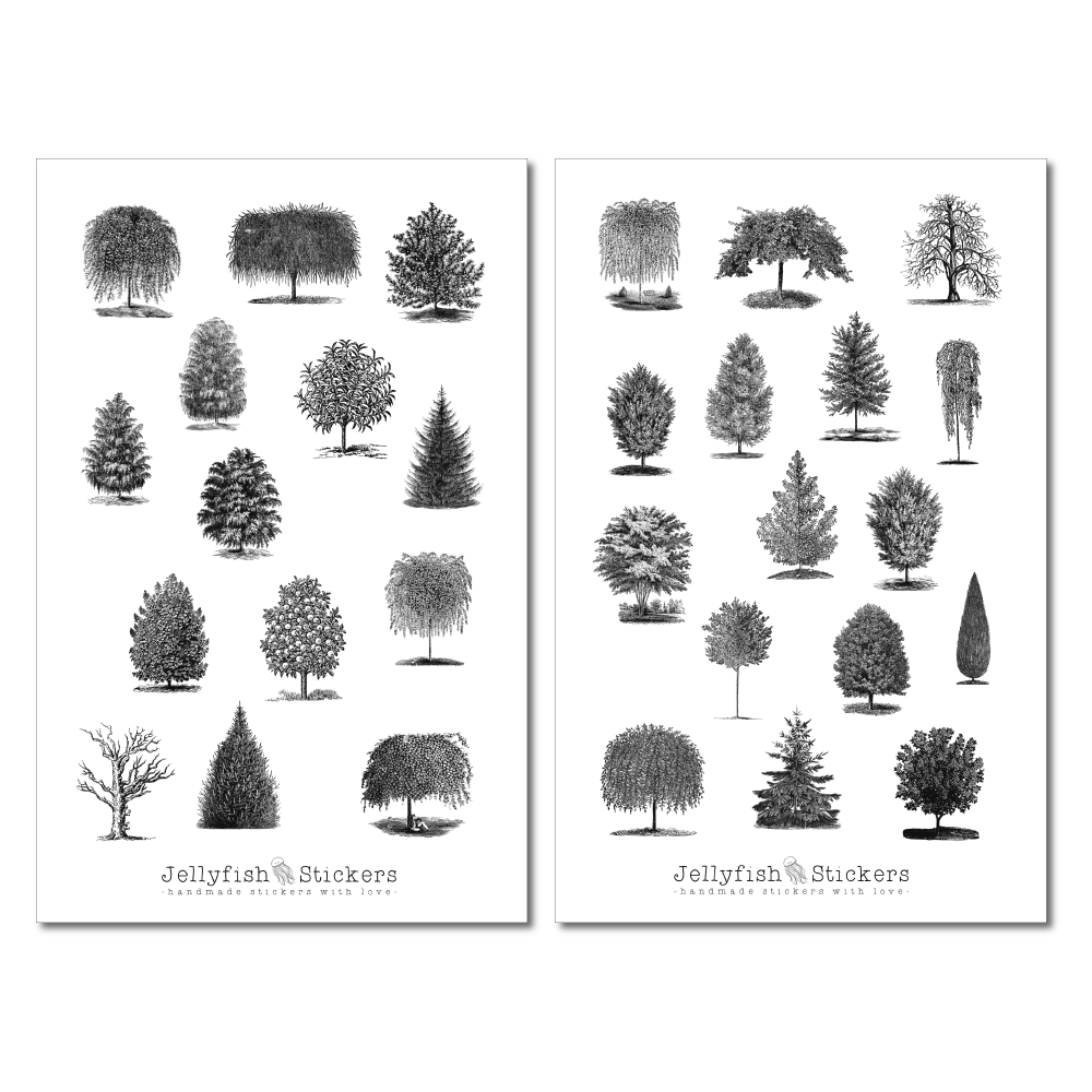 Vintage Trees Sticker Set