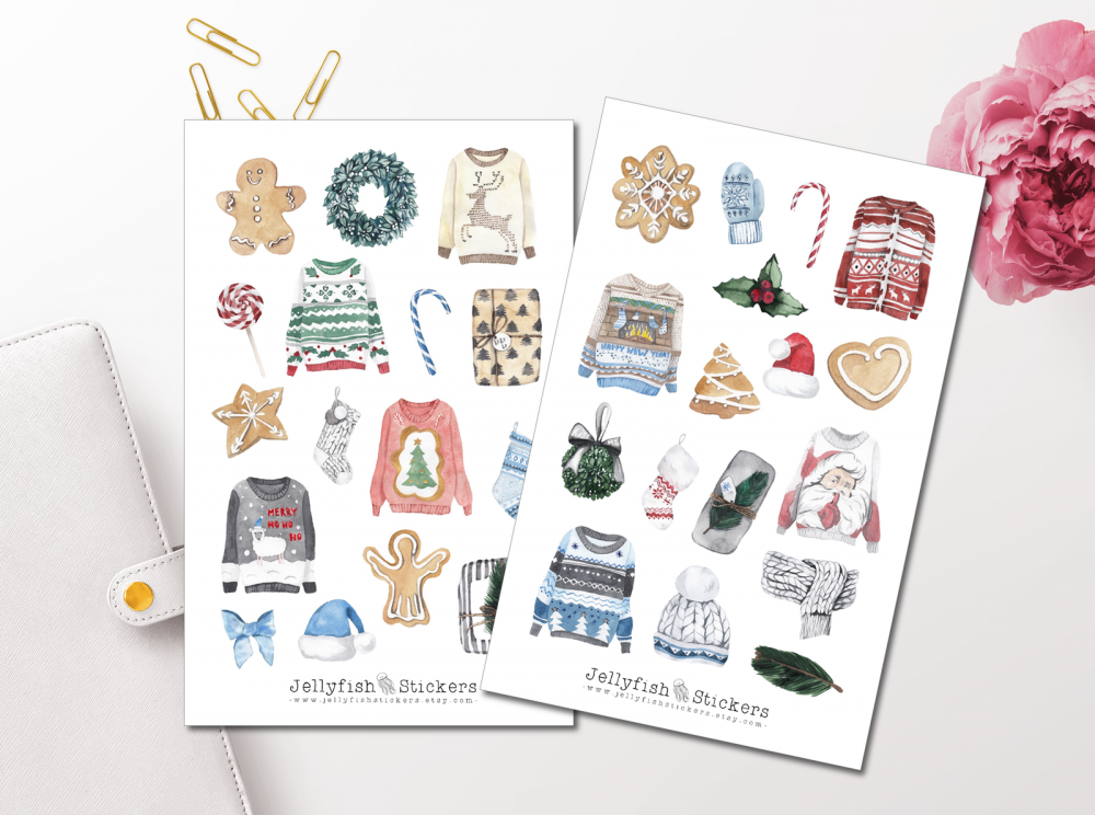 Ugly Christmas Sweater Sticker Set