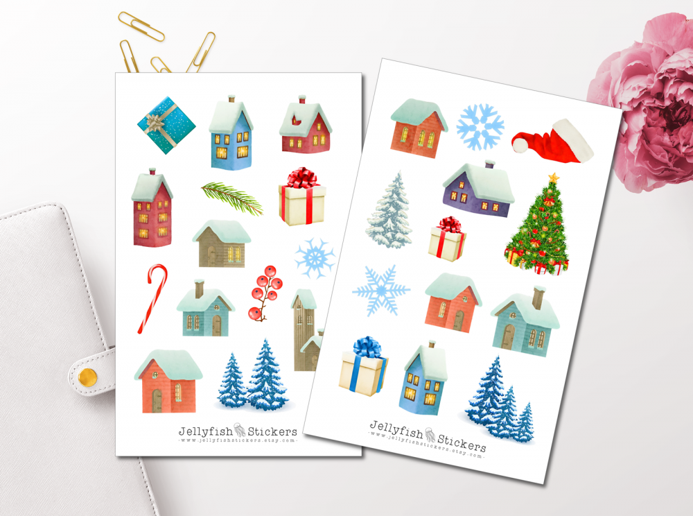 Christmas Houses Sticker Set