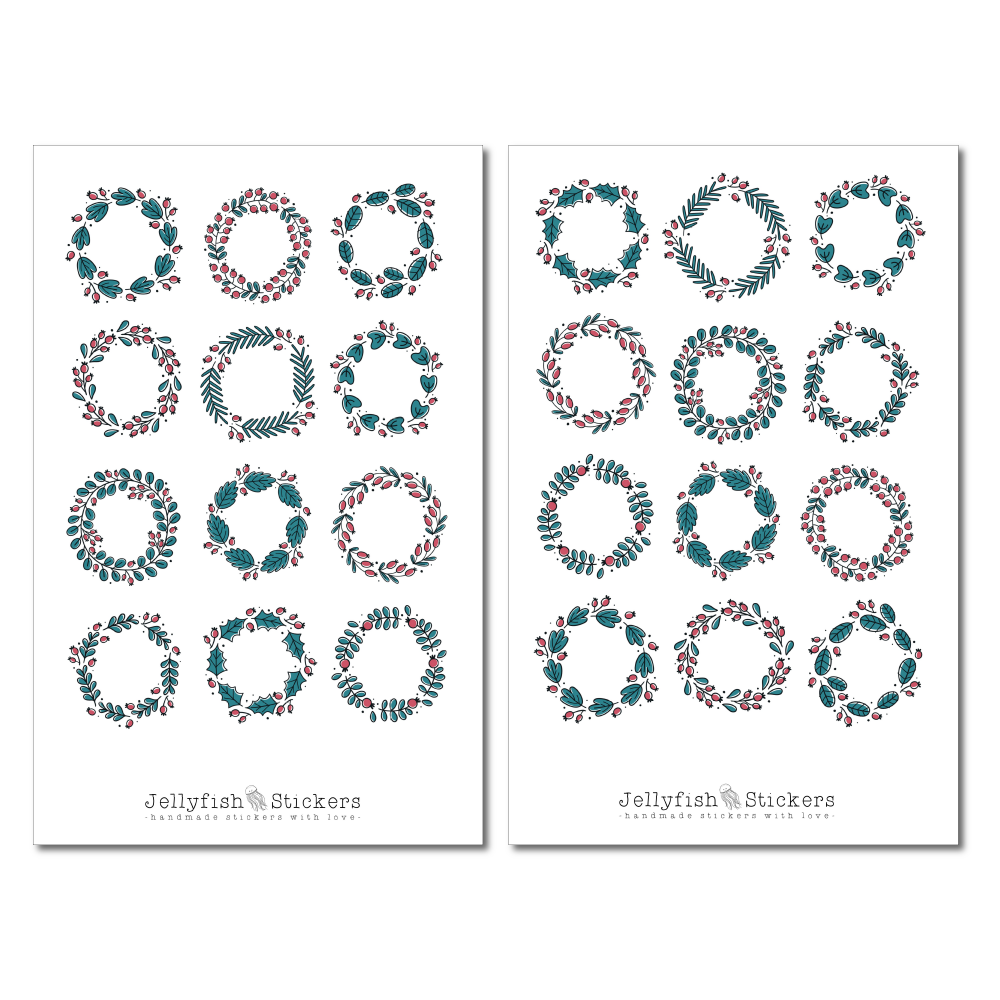Weihnachtskranz Sticker Set