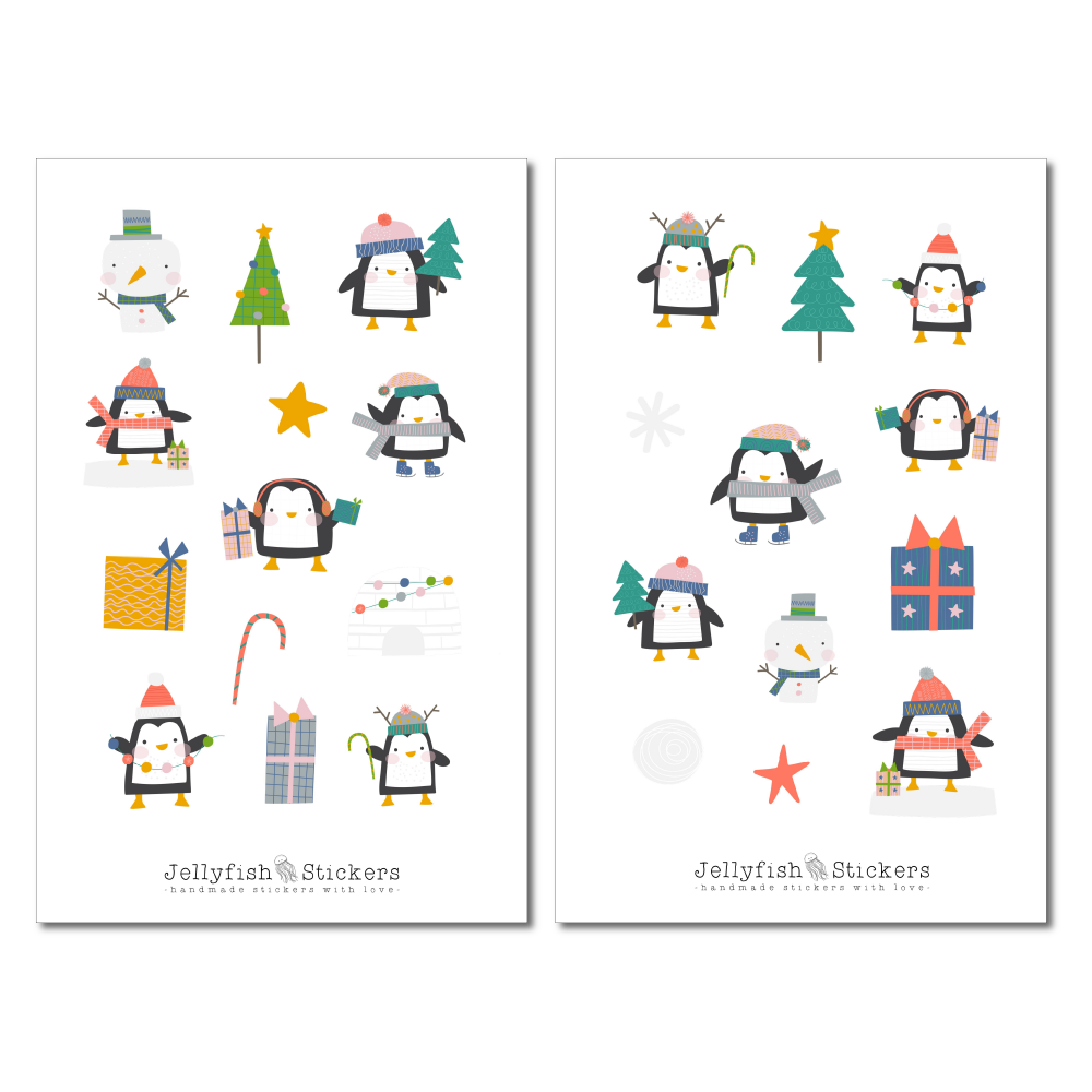 Christmas Penguins Sticker Set