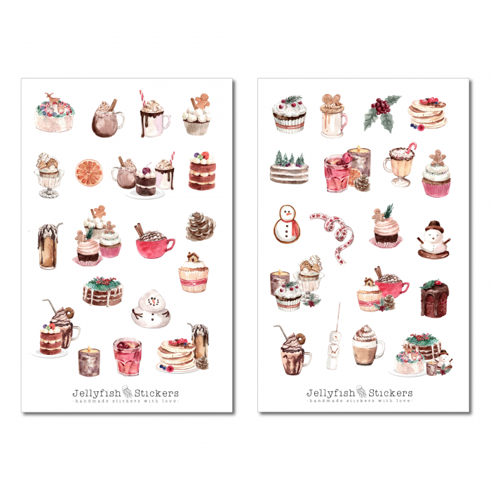 Weihnachten Essen und Trinken Sticker Set