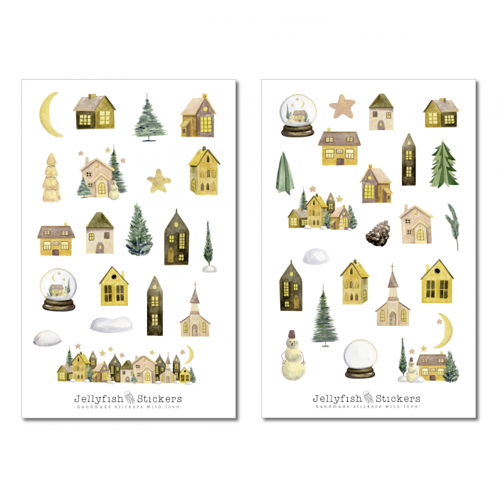 Winter Houses Sticker Set