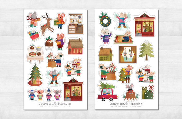 Weihnachten kleine Mäuse Sticker Set