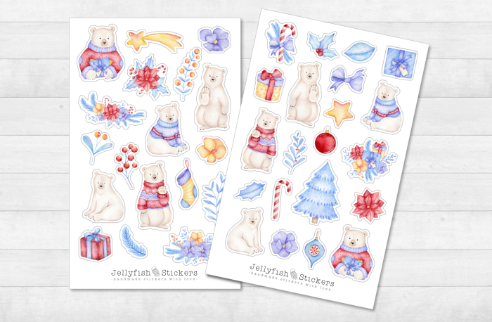 Weihnachten Eisbär Sticker Set
