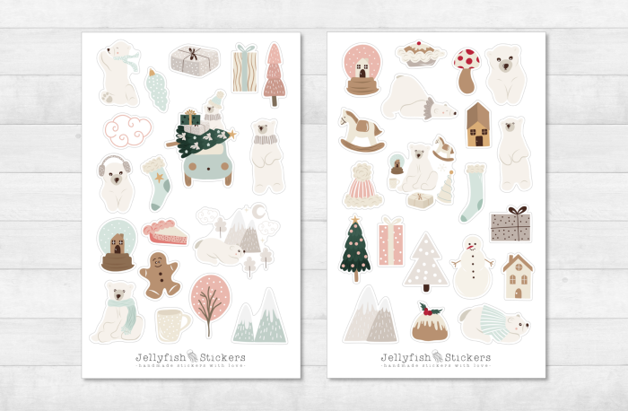 Christmas Polar Bear Sticker Set