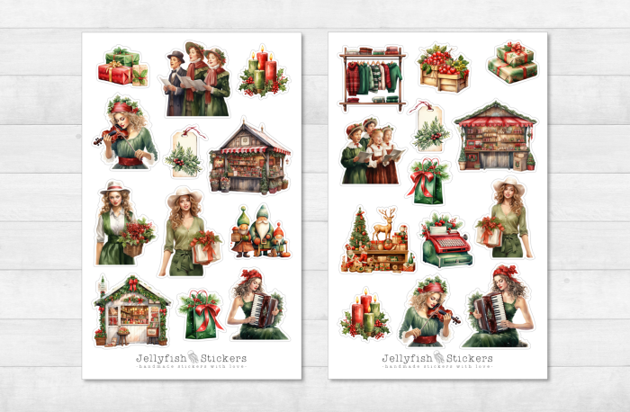 Weihnachtsmarkt Sticker Set