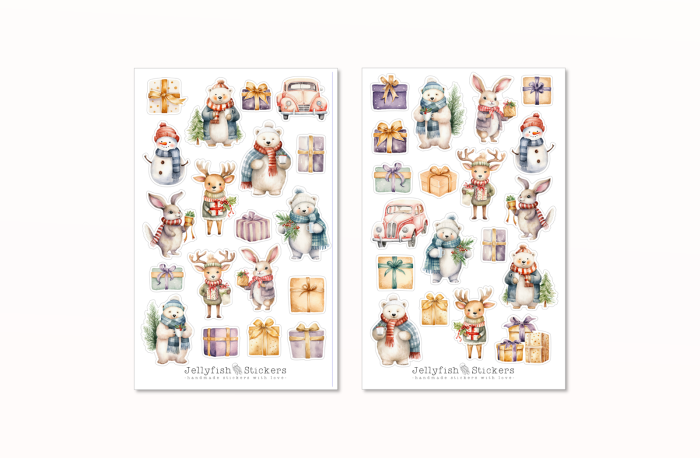 Tiere Weihnachten Sticker Set