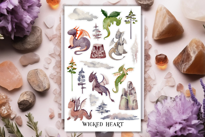 Drachen Stickerbogen