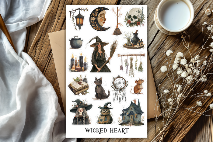 Hexe Stickerbogen