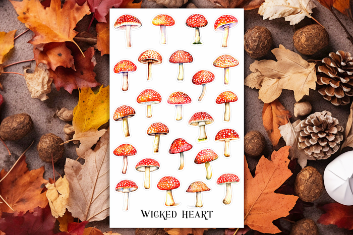 Pilze Stickerbogen