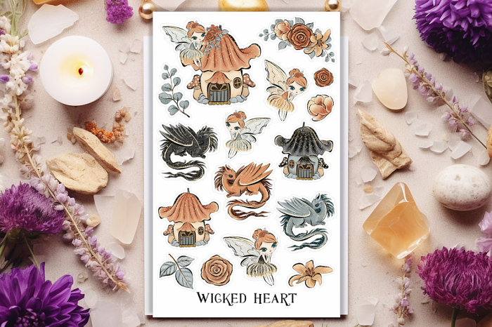 Feen & Drachen Stickerbogen